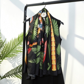 Print silk smooth look charmeuse square scarf