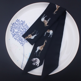 Long print silk smooth look tape belt sashes