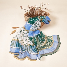 Long print silk smooth look charmeuse shawl scarf