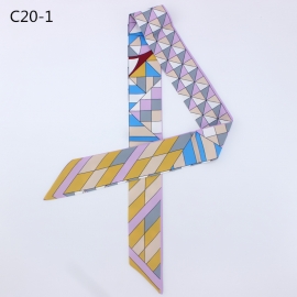 Long print silk smooth look tape belt sashes