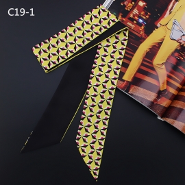 Long print silk smooth look tape belt sashes