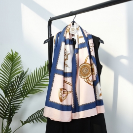 Print silk smooth look charmeuse square scarf