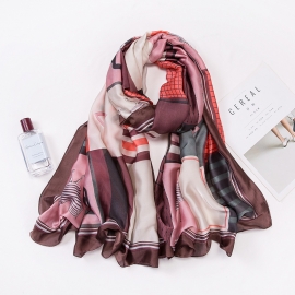 Long print silk smooth look charmeuse shawl scarf