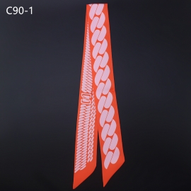 Long print silk smooth look tape belt sashes