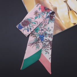 Long print silk smooth look charmeuse print head tape belt sashes