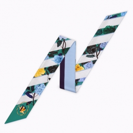 Long print silk smooth look charmeuse print head tape belt sashes