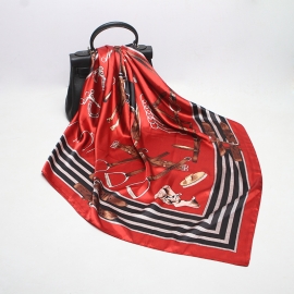 Print smooth charmeuse square scarf