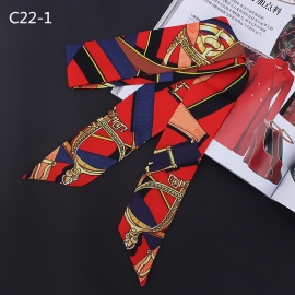 Long print silk smooth look tape belt sashes