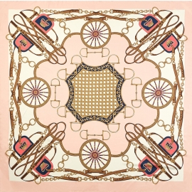 Print silk smooth look charmeuse square scarf