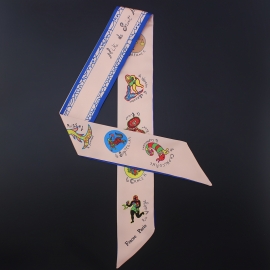 Long print silk smooth look charmeuse print head tape belt sashes