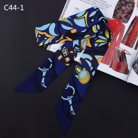 Long print silk smooth look tape belt sashes