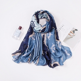 Long print silk smooth look charmeuse shawl scarf