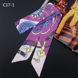 Long print silk smooth look tape belt sashes