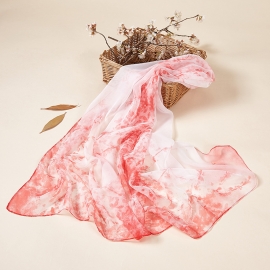 Long print silk smooth look charmeuse shawl scarf