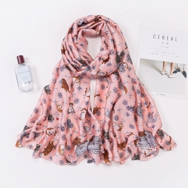 Long print silk smooth look charmeuse shawl scarf