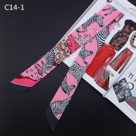 Long print silk smooth look tape belt sashes