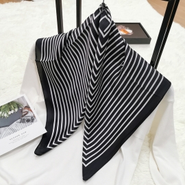 Print silk smooth look charmeuse square scarf