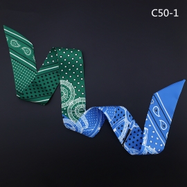 Long print silk smooth look tape belt sashes