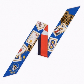 Long print silk smooth look charmeuse print head tape belt sashes