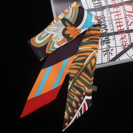 Long print silk smooth look tape belt sashes