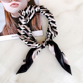 Print silk smooth look charmeuse square scarf