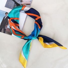 Print silk smooth look charmeuse square scarf