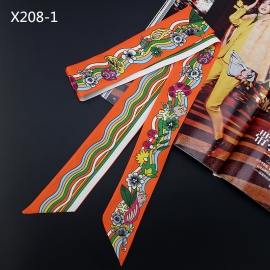 Long print silk smooth look charmeuse print head tape belt sashes