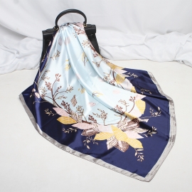 Print silk smooth look charmeuse square scarf