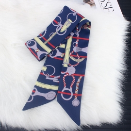 Long print silk smooth look tape belt sashes