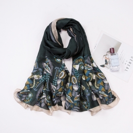 Long print silk smooth look charmeuse shawl scarf