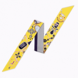 Long print silk smooth look charmeuse print head tape belt sashes
