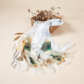 Long print silk smooth look charmeuse shawl scarf