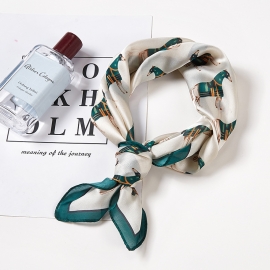 Print silk smooth look charmeuse square scarf