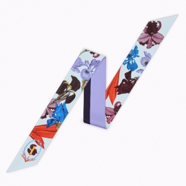 Long print silk smooth look charmeuse print head tape belt sashes