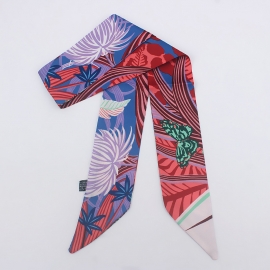 Long print silk smooth look tape belt sashes