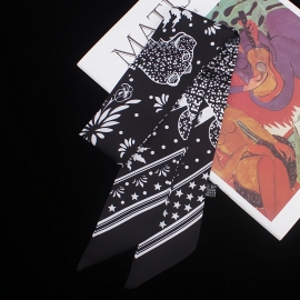 Long print silk smooth look tape belt sashes