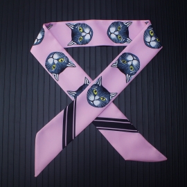 Long print silk smooth look tape belt sashes