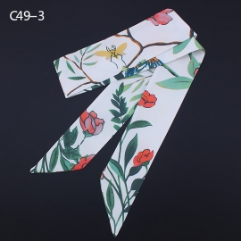 Long print silk smooth look tape belt sashes