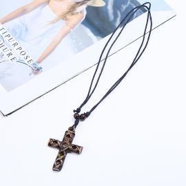 Jewelry resin cross necklace wholesale jesus cross wax line necklace