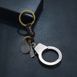 Vintage woven leather keychain