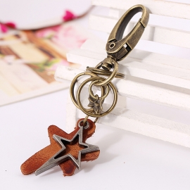 Pentagram leather keychain