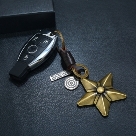 Vintage woven leather keychain