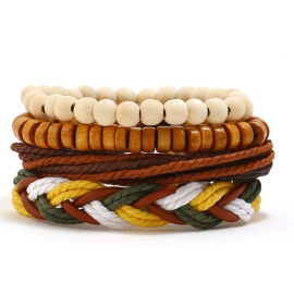 Bracelet retro hand-woven diy four-piece cowhide bracelet simple hemp rope bracelet