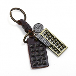 Vintage woven leather keychain