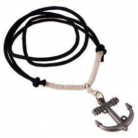 Hemp rope braided vintage alloy anchor necklace punk mens necklace