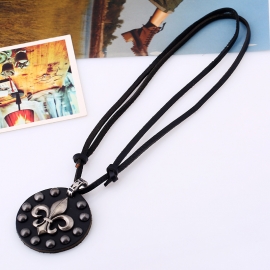 Leather rope european and american punk cowhide necklace sweater chain long necklace