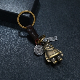 Vintage woven leather keychain