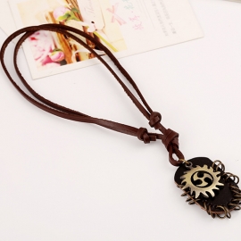 European and american foreign trade export jewelry alloy head cowhide necklace