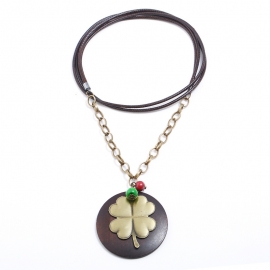 Simple long wax wire alloy clover necklace personality ladies sweater chain