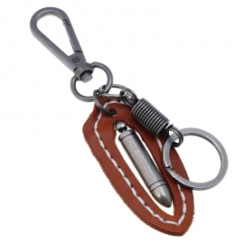 Vintage woven leather keychain